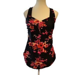 Meet.Curve Floral One-Piece Swimsuit Size 2XL NWT Ruched Tummy Control
